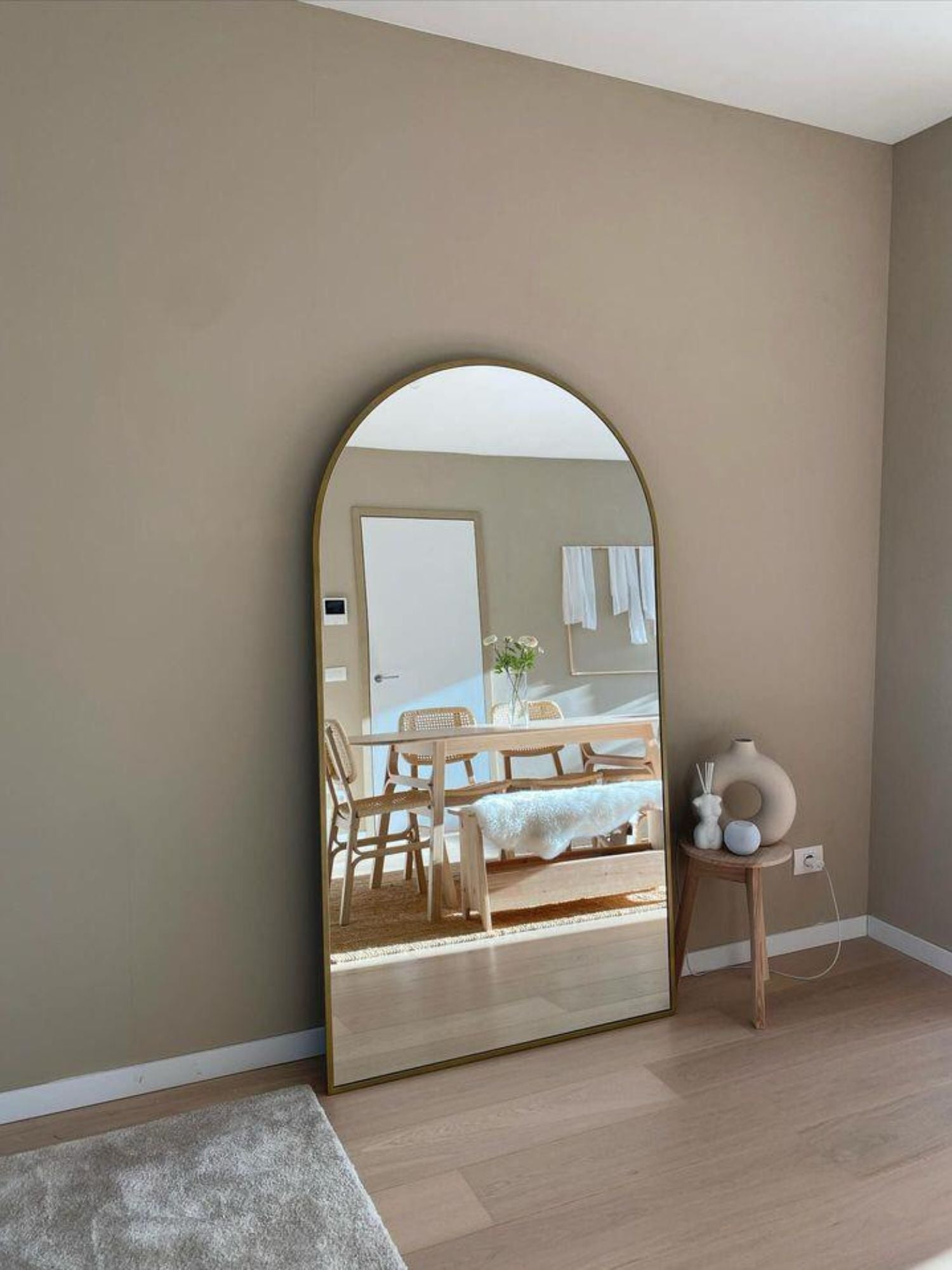 Stor Oval Golvspegel 180x100 Guld