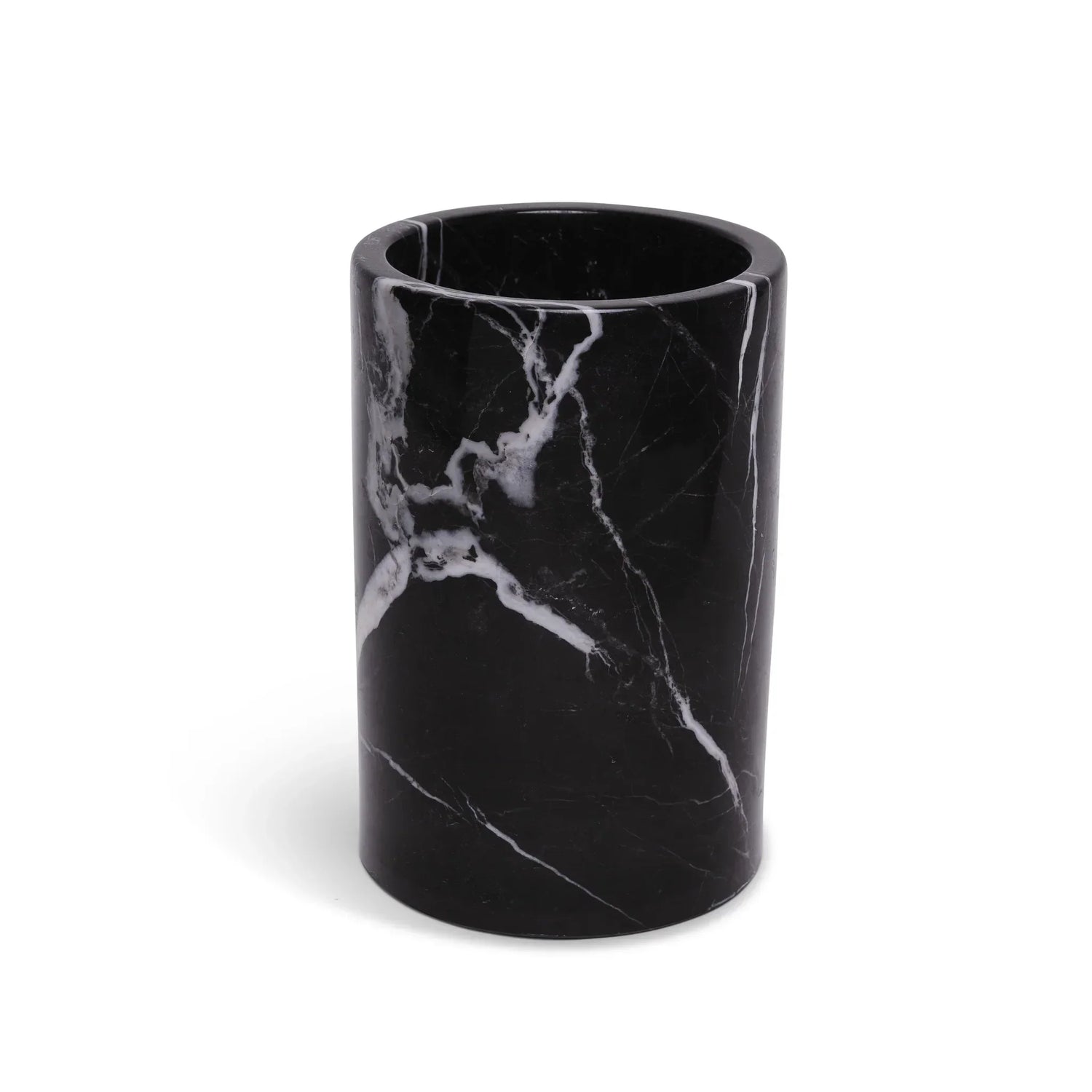 Marmorvas / Vinkylare i Svart Ø12×18 cm